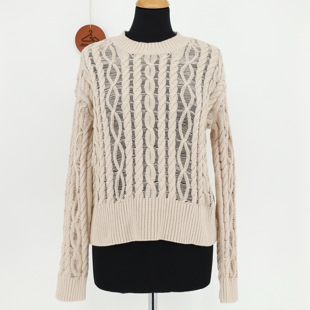 Haven Well Within Open Stitch Crewneck Pullover Sweater Cotton Size XS
